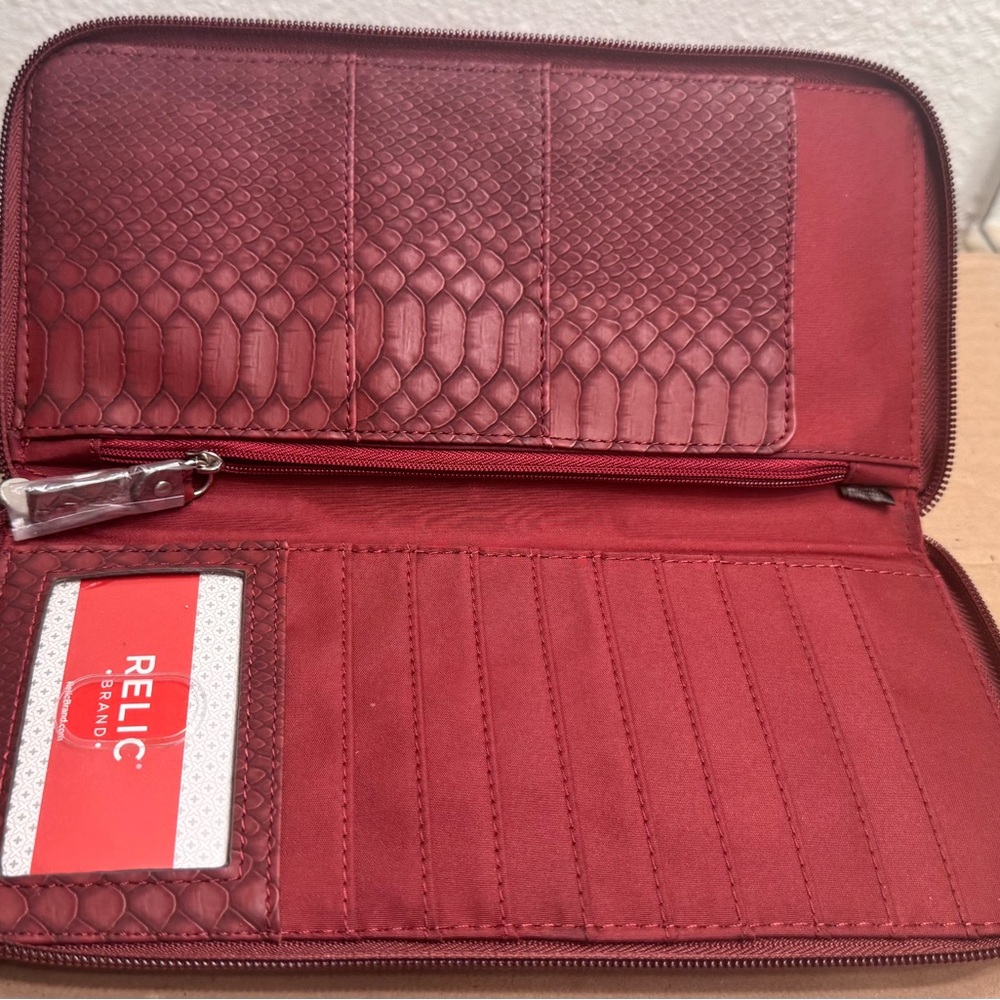 Relic Burgundy Snake Pattern Wallet